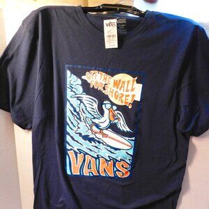 VANS Off The Wall For Shore! Surfing Pelican Blue T-Shirt Men's XXL NEW